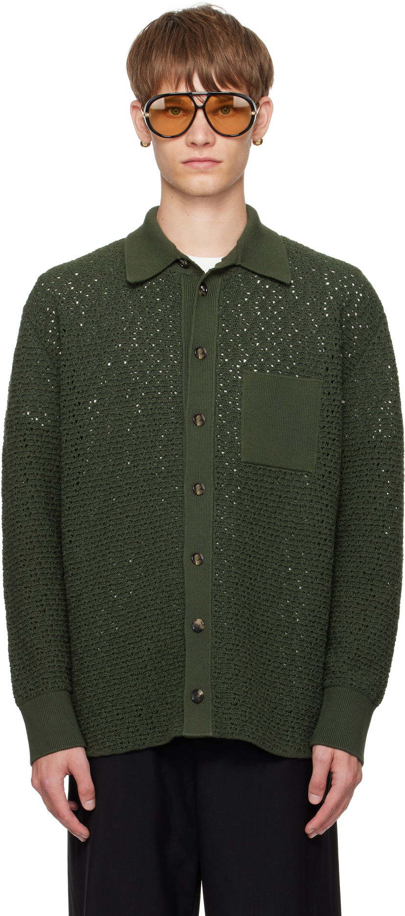 Sweater Bottega Veneta Bottega Veneta Crochet Cardigan Grön | 841367V5SP03293