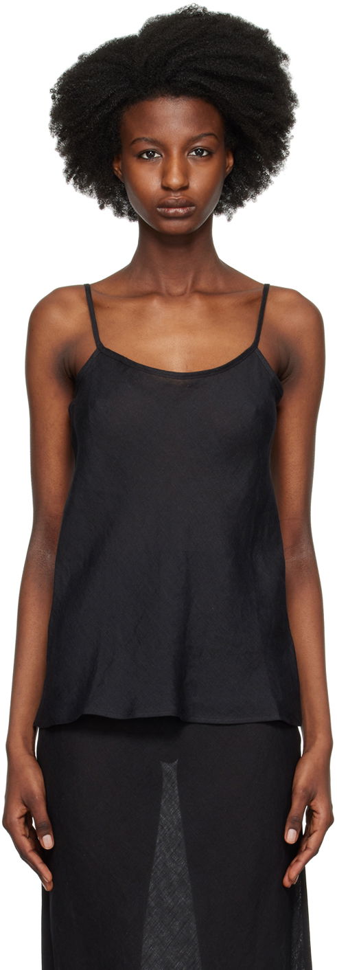 Linne Baserange Dydine Black Camisole Top Svart | TODY-SL-000