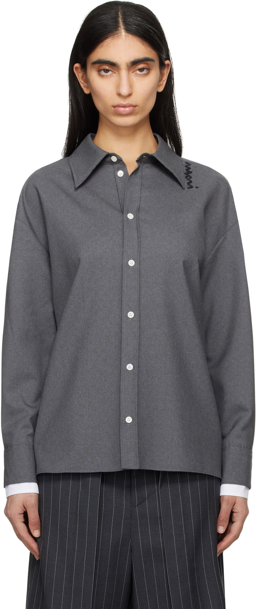 Skjorta Marni Marni Tropical Wool Shirt Grå | CAMA0613QS TW839