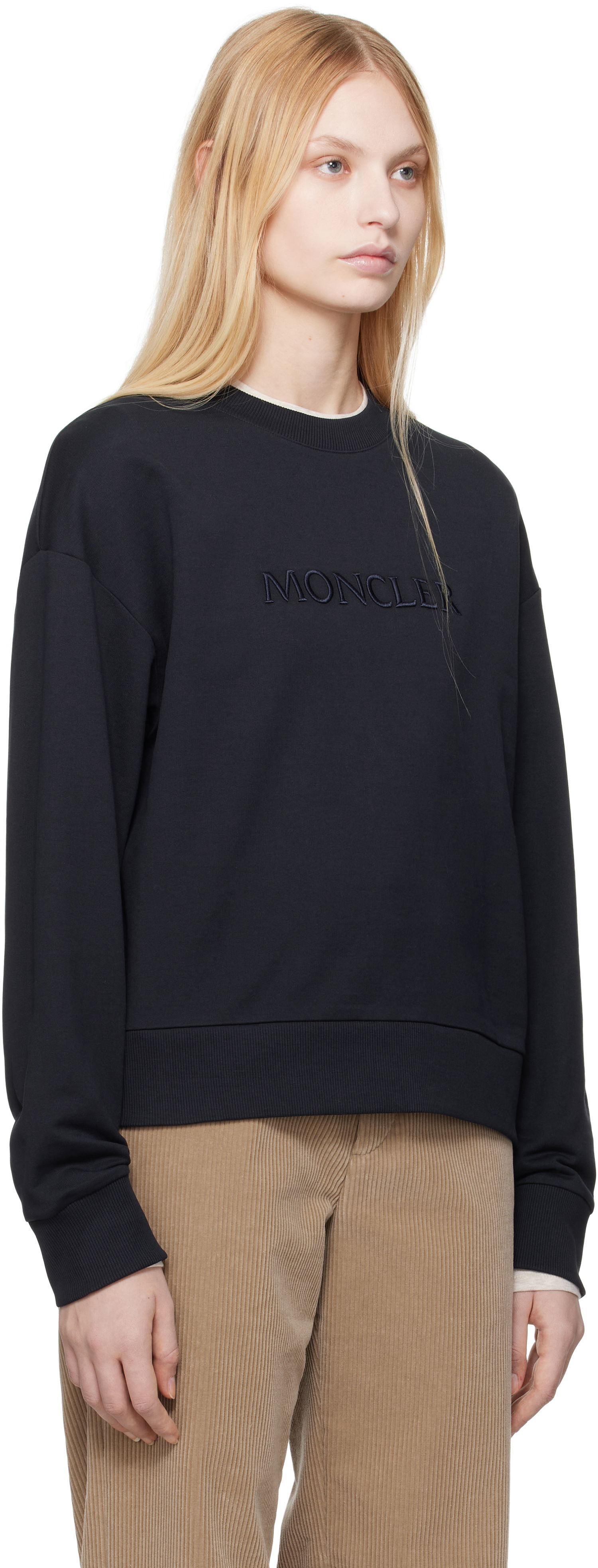 Sweater Moncler Moncler Embroidered Logo Sweatshirt Svart | K10938G0001689A1K, 1