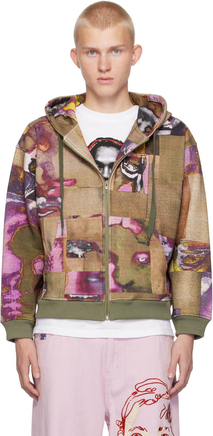 Sweatshirt KidSuper Faces Collage Zip Hoodie Flerfärgad | AW24-HD-01