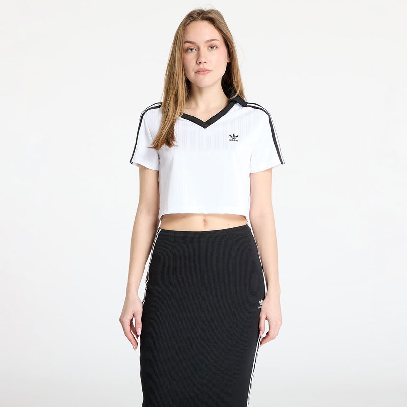 Crop top adidas Originals Cropped V-Neck Polo Shirt Vit | JD2608