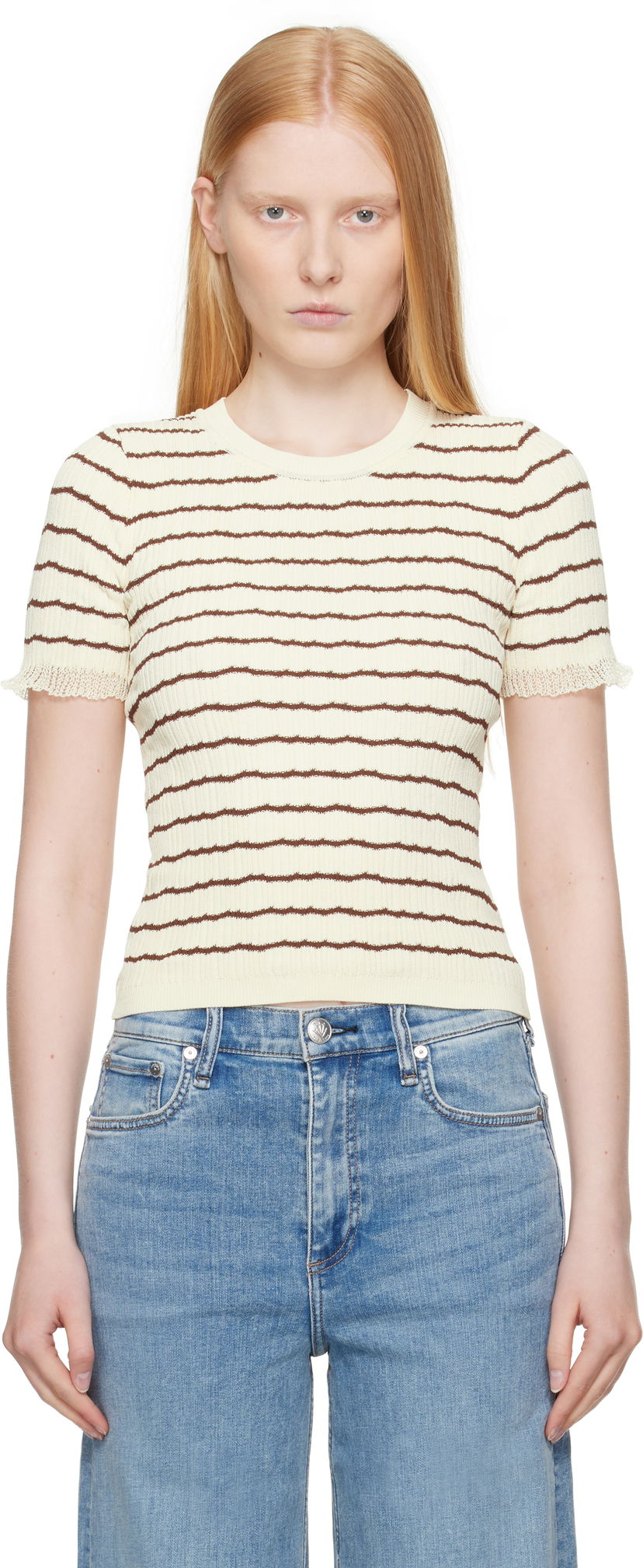 T-shirt rag & bone rag & bone Chiara Stripe Crew T-Shirt Gul | WAS25P025UG25