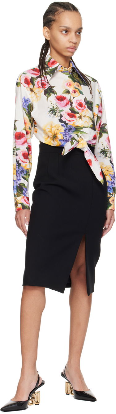 Kjol Dolce & Gabbana Dolce&Gabbana Slit Midi Skirt Svart | F4CU7T FUBF1, 3