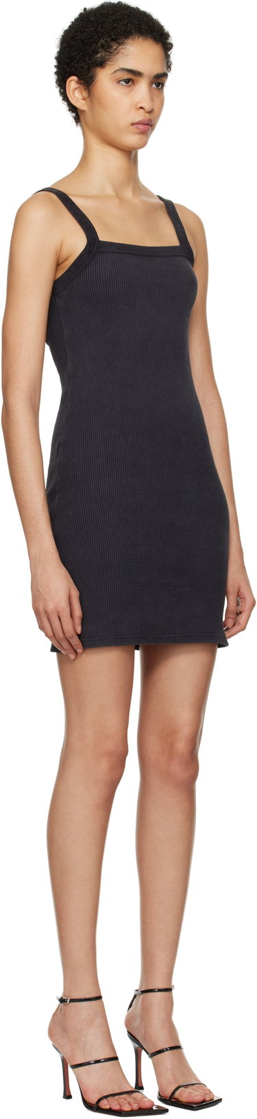 Klä Alexander Wang Alexander Wang Waffle-Knit Stretch Cotton Mini Dress Svart | 8C4246605W, 1