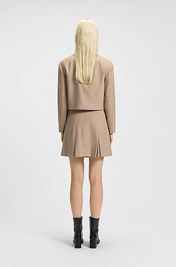 Jacka BOSS Relaxed Fit Pinstripe Flannel Blazer Beige | 50542658, 1