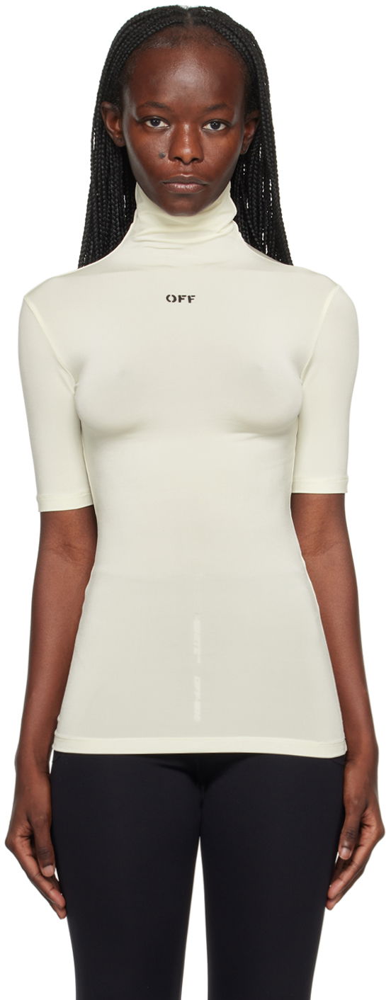 T-shirt Off-White Printed T-Shirt Beige | OWAD137F23JER0010410