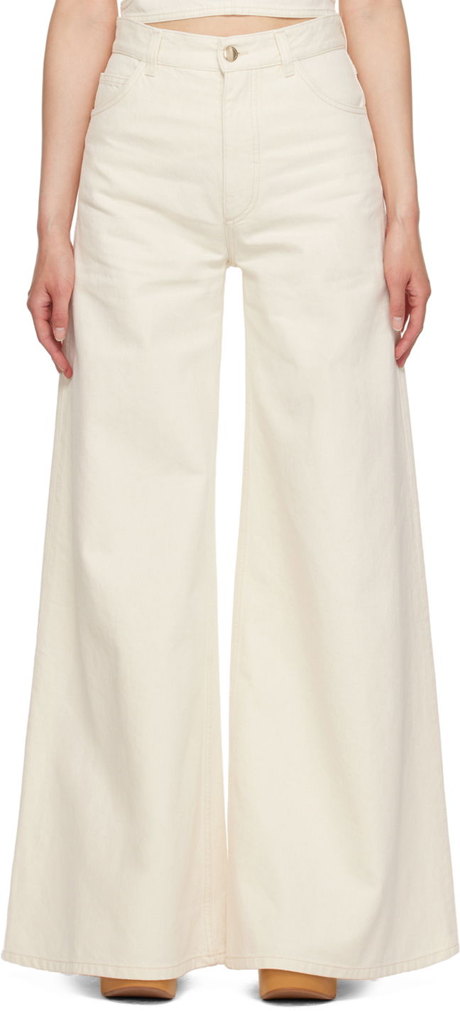Jeans CHLOÉ Wide Leg Jeans Vit | CHC23UDP22152