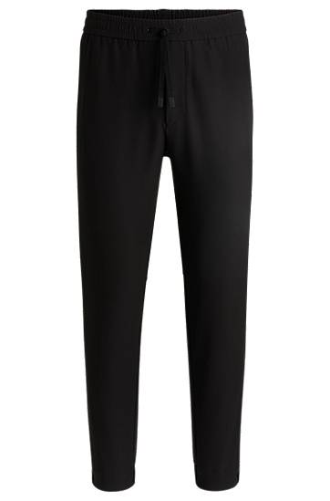 Träningsbyxor BOSS Water-Repellent Tapered Stretch Trousers Svart | 50534313