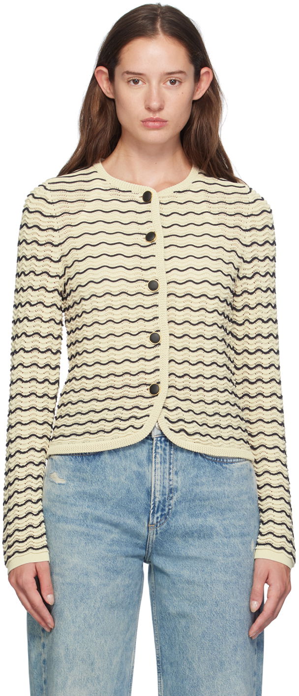 Sweater rag & bone rag & bone Elisa Wavy Knit Cardigan Beige | WAS24F068UG68