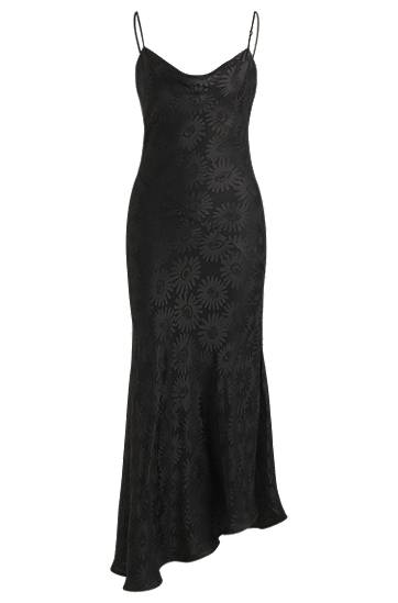 Klä BOSS Floral Jacquard Asymmetrical Hem Dress Svart | 50542863
