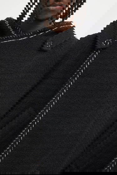 Rockar ADER ERROR Wool Blend Hooded Coat with Contrast Stitching Svart | BO01FWCT0104BK, 3