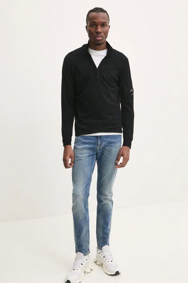 Sweater C.P. Company Lightweight Half-Zip Merino Wool Sweater Svart | 17CMKN193A005528A, 1