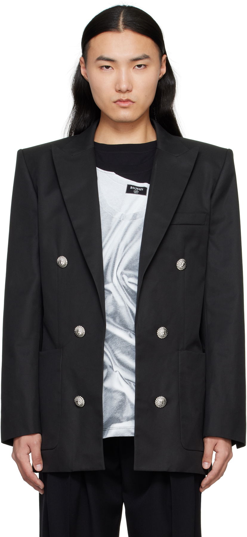 Jacka Balmain Balmain Six-Button Blazer Svart | EH1SG165CF74