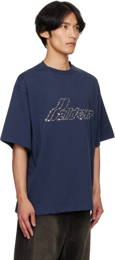 T-shirt We11done Pearly 'Se11done' Logo T-Shirt by We11done Mörkblå | WD-TT2-25-735-U-NV, 1