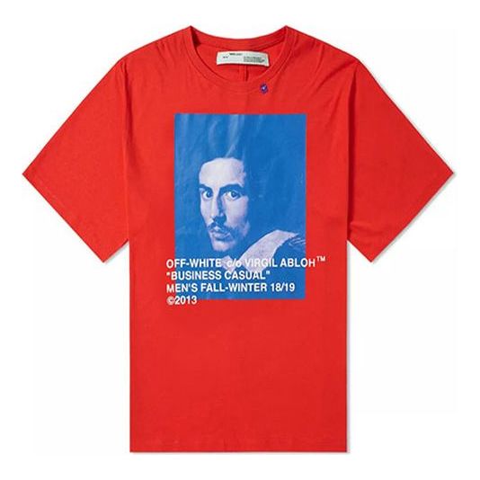 T-shirt Off-White Printing Short Sleeve Loose Fit T-Shirt Röd | OMAA038F181850112030, 0