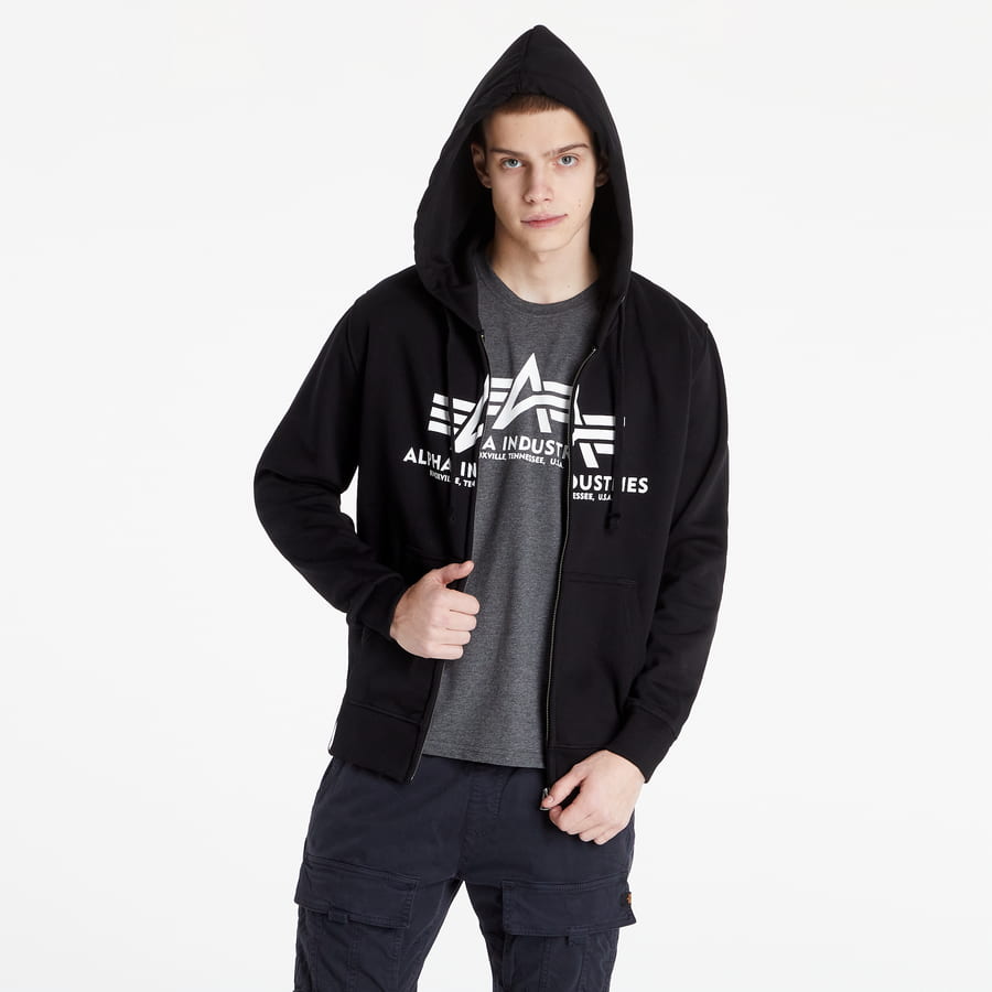 Sweatshirt Alpha Industries Basic Zip Hoodie Svart | 178325 03, 0