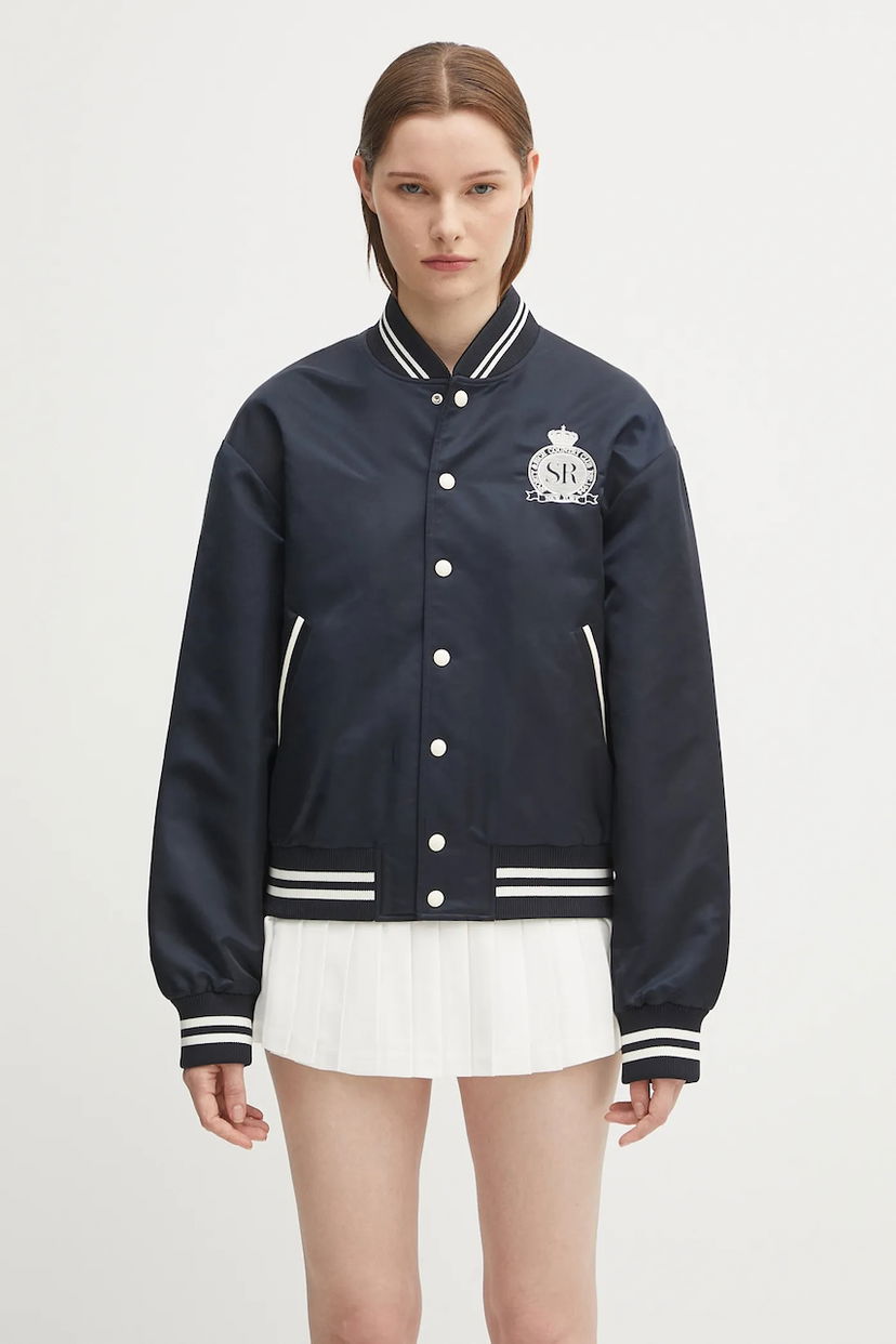 Bomberjacka Sporty & Rich Sporty & Rich Royal Club Nylon Varsity Bomber Jacket Mörkblå | OW030620219BL106