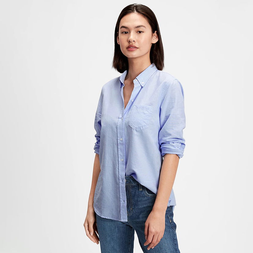 Skjorta GAP Fitted Oxford Shirt Light Blue Blå | 269247-00