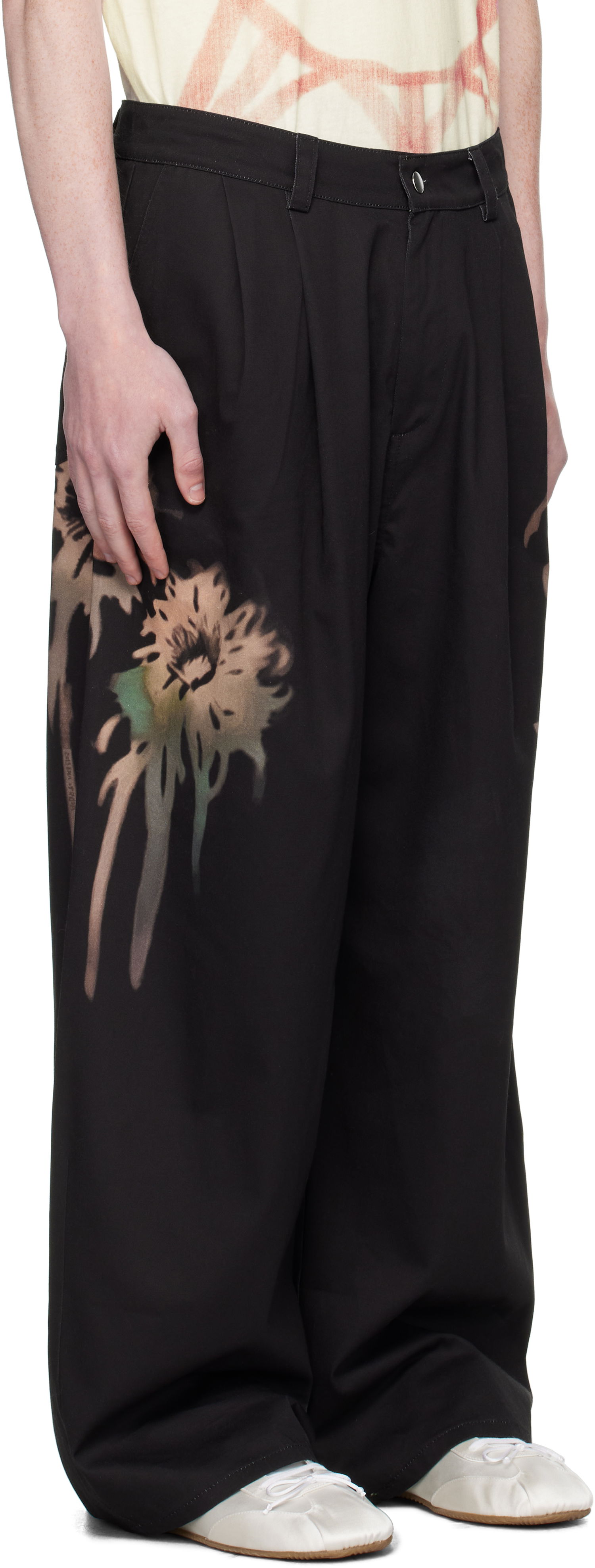 Byxor Collina Strada Collina Strada Catchfly Pleated Printed Trousers Svart | XX6042-B, 1