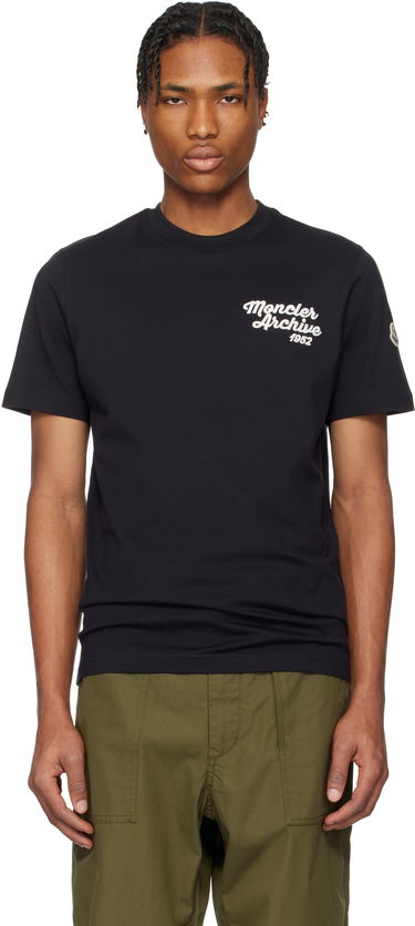 T-shirt Moncler Moncler Archive Embroidered Logo Cotton T-Shirt Svart | K10918C0006389AJS, 0