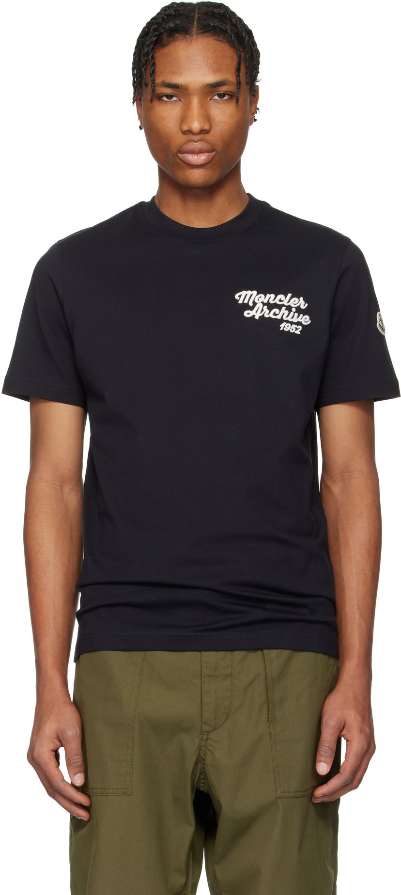 T-shirt Moncler Moncler Archive Embroidered Logo Cotton T-Shirt Svart | K10918C0006389AJS