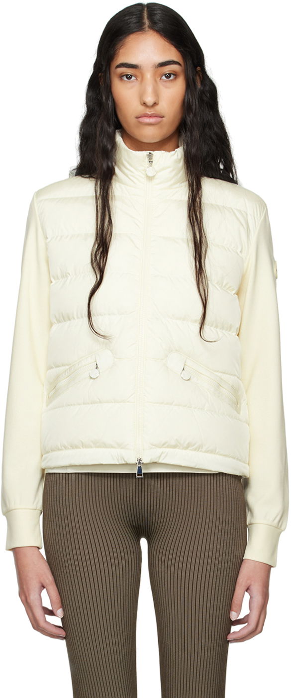Sweater Moncler Off-White Paneled Down Cardigan Vit | J20938G0000389ALE