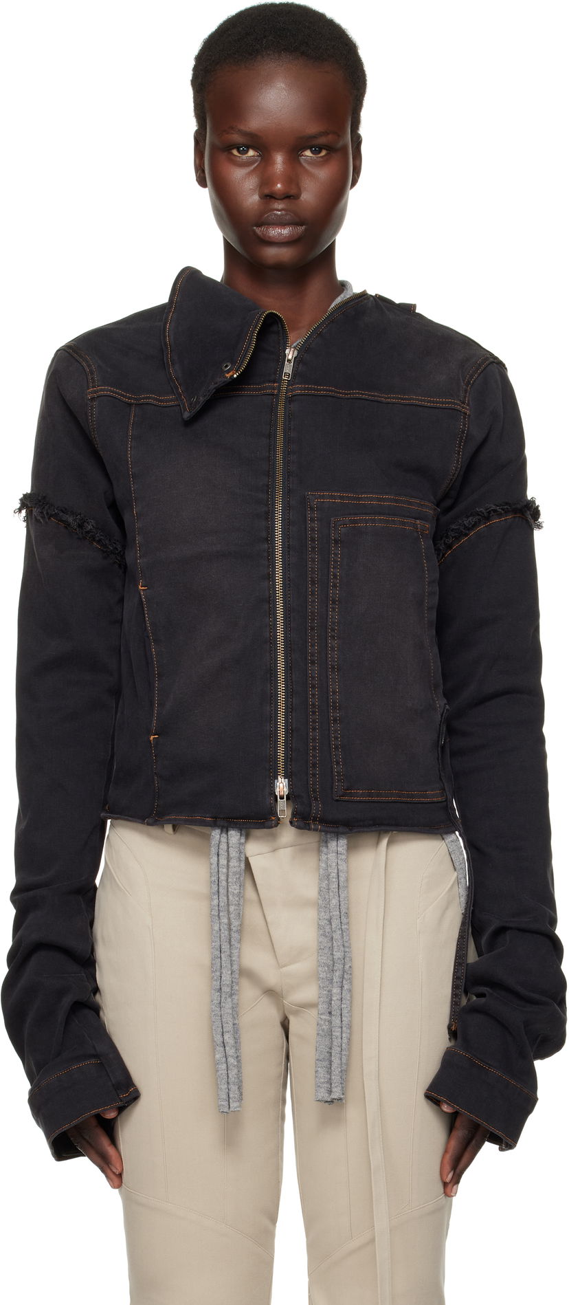 Jacka Ottolinger Ottolinger Drape Collar Denim Jacket Svart | 2217060211