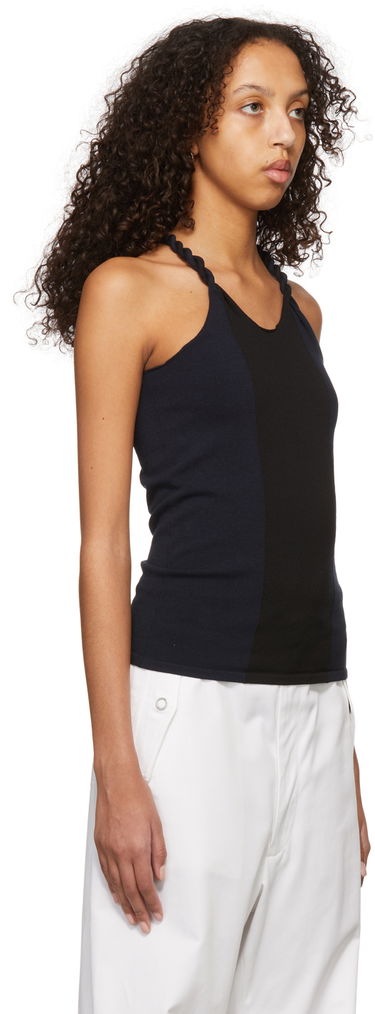 Linne Dion Lee Cotton Blend Tie-Strap Tank Top Mörkblå | C7057S22, 1