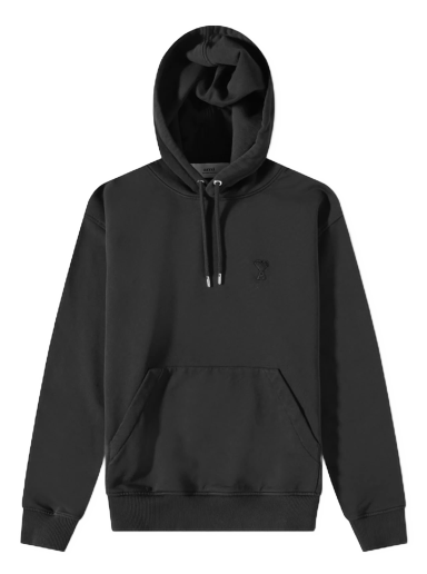 Sweatshirt AMI Tonal Heart Hoodie Svart | USW203-730-001