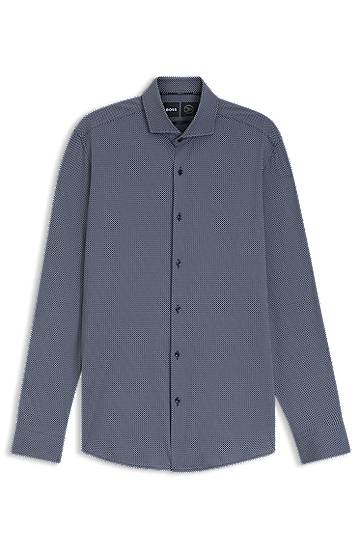 Skjorta BOSS Slim-fit Printed Italian-made Performance-Stretch Jersey Shirt Blå | 50550062, 0