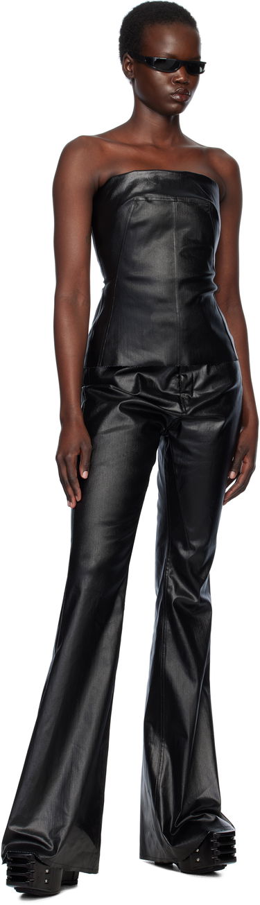 Linne Rick Owens Rick Owens Hollywood Coated Stretch Denim Bustier Top Svart | RP01E7127 SCT, 3