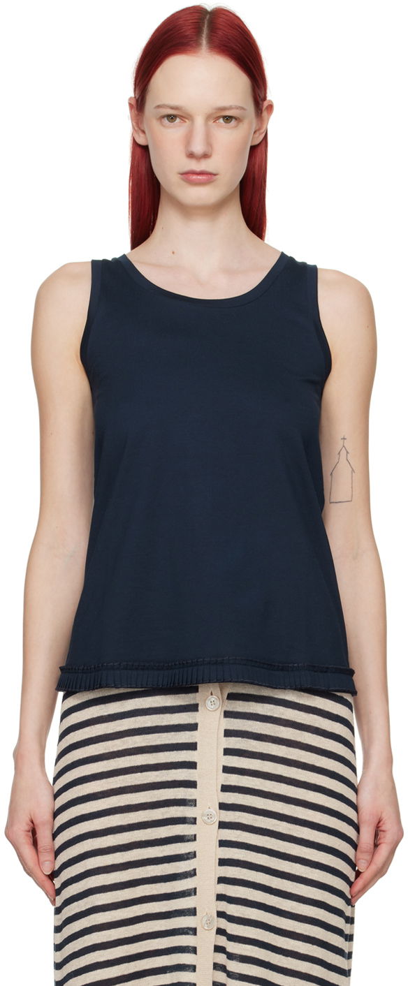 Linne Max Mara Max Mara Racer Tank Top Mörkblå | 2419941023600