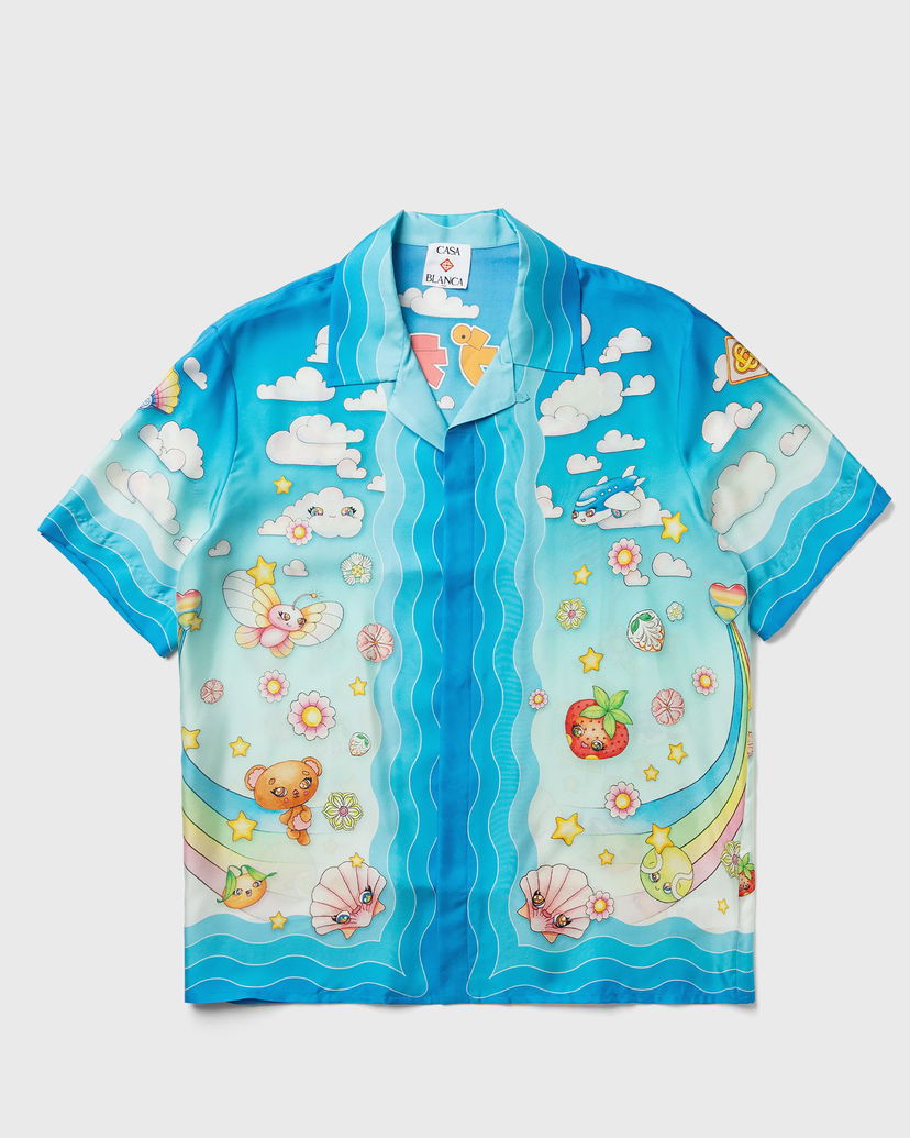 Skjorta Casablanca Cuban Collar Short Sleeve Shirt Blå | M-AW25-SH-003-04