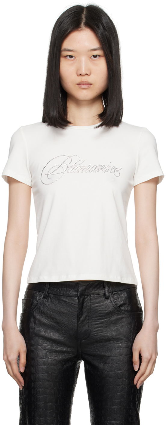T-shirt Blumarine Crystal Logo T-Shirt Vit | A422T075A