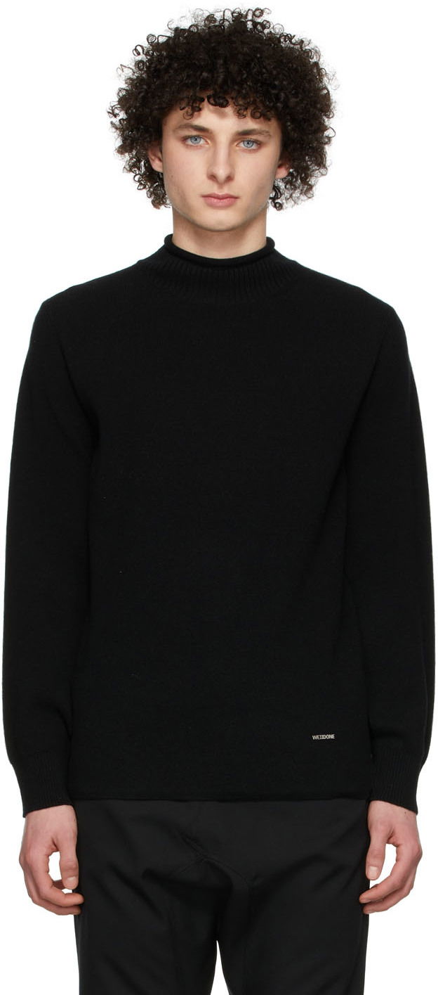 Sweater We11done Cashmere Mock Neck Sweater Svart | WD-KT1-22-653-U-BK