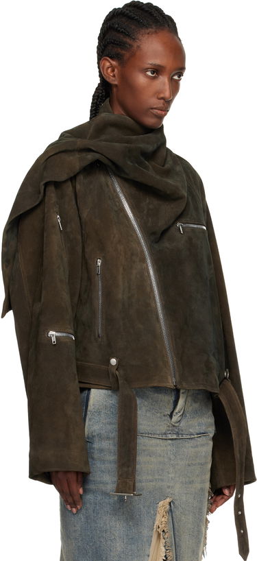 Jacka Rick Owens Concordians Cropped Scarf Flight Suede Jacket Brun | RO02E4793 LCSI, 1