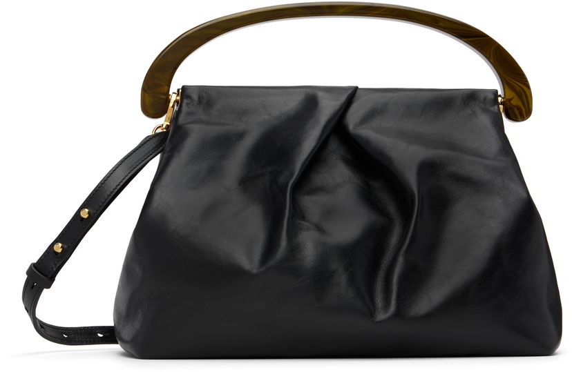 Handväska Dries Van Noten Dries Van Noten Large Leather Top Handle Bag Svart | 252-011525-195