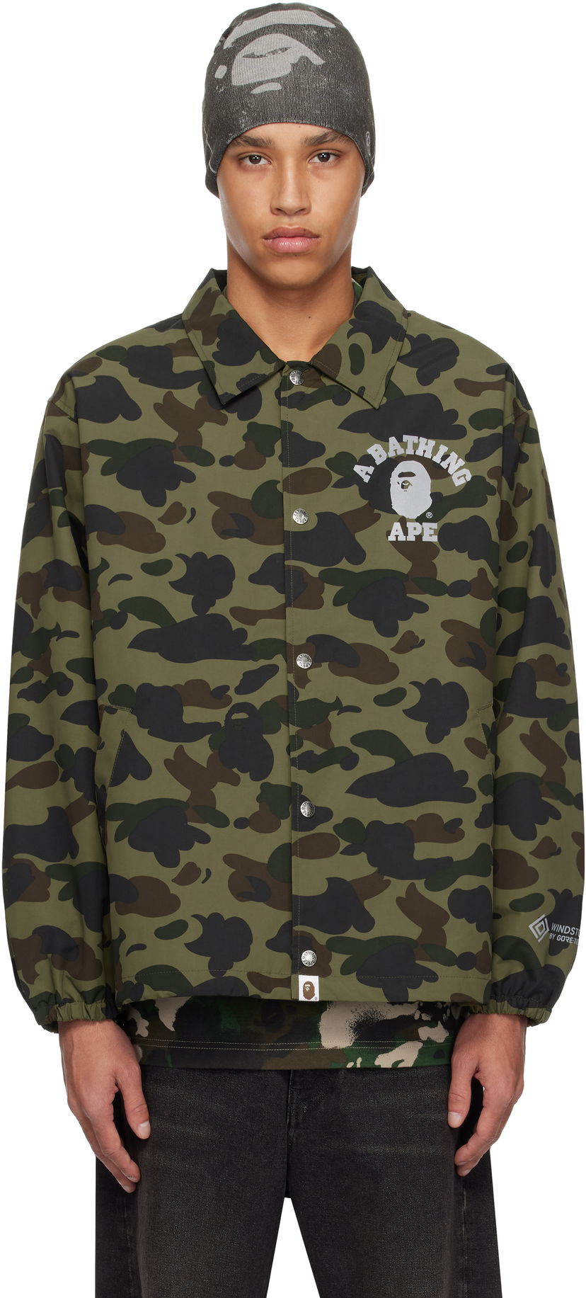 Vindjacka BAPE A Bathing Ape Gore-Tex Windstopper 1st Camo Coach Jacket Grön | 001LJK701005M