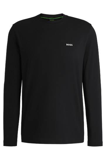 Sweater BOSS BOSS Stretch Cotton Long-Sleeve T-Shirt with Contrast Logo Svart | 50506365