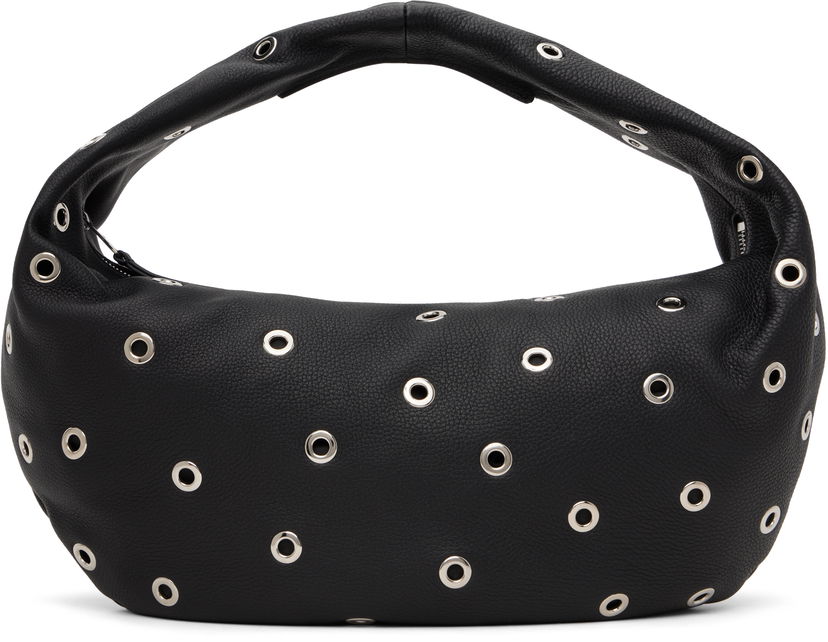 Handväska Khaite Medium Eyelet Leather Shoulder Bag Svart | H6015-918
