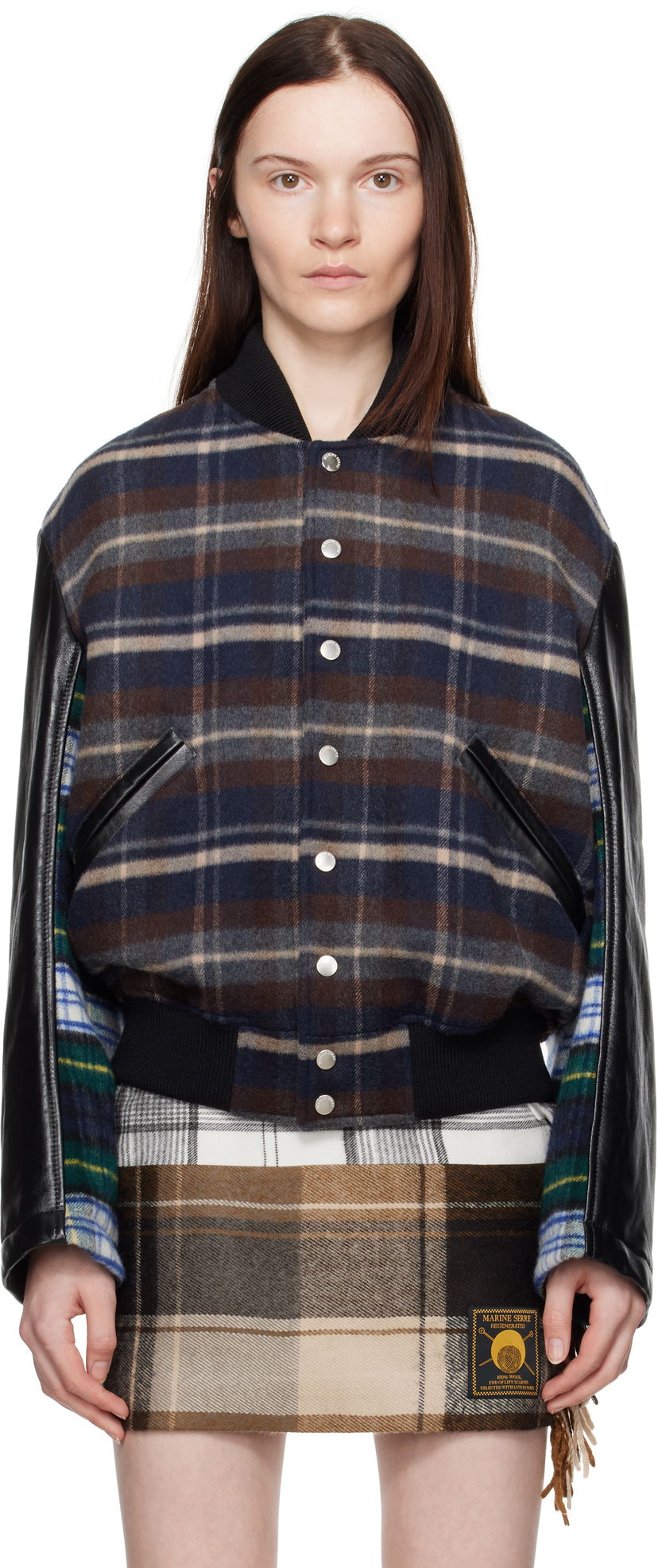 Bomberjacka Marine Serre Regenerated Tartan Bomber Jacket Flerfärgad | UJA062A UWOV0047