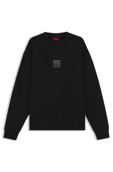 Sweatshirt BOSS Cotton-Terry Sweatshirt with Split Logo Svart | 50542847
