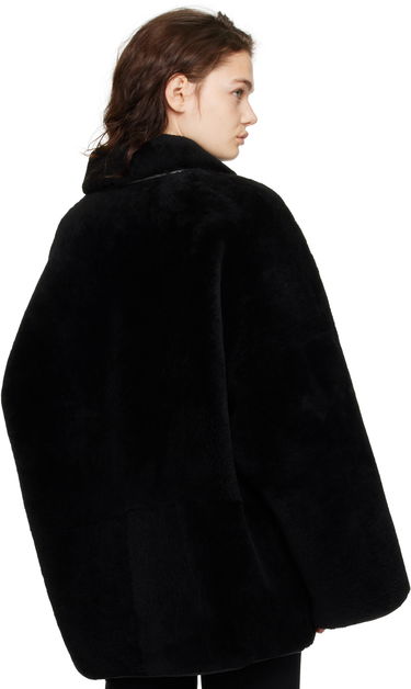 Rockar TOTEME TOTEME Teddy Overshirt Shearling Jacket Svart | 244-WRO0135-LE0080, 2
