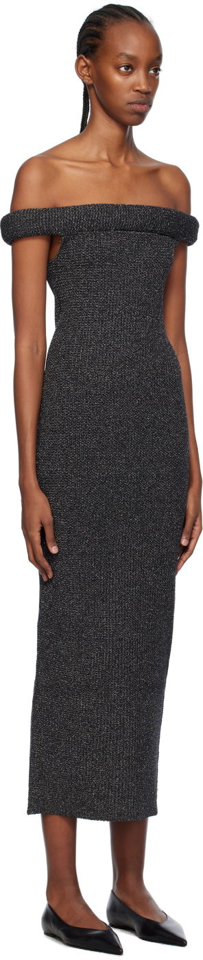 Klä TOTEME TOTEME Off-The-Shoulder Midi Dress Grå | 241-WRD1179-YA0031, 1
