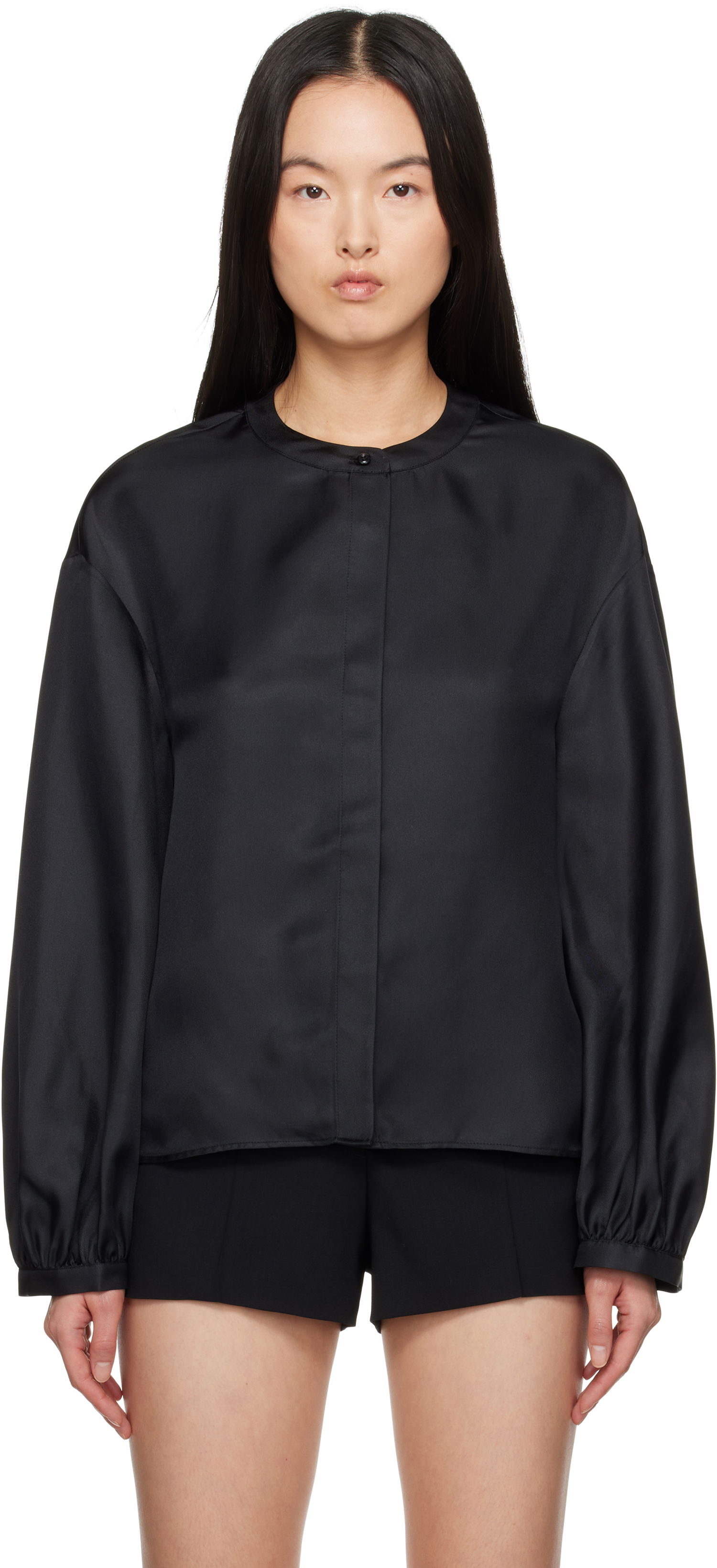 Skjorta Loulou de Saison Loulou de Saison Lea Satin Blouse Svart | LEA, 0