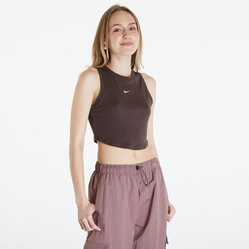 Linne Nike Sportswear Essentials Ribbed Cropped Tank Baroque Brown/ Sail Brun | FB8279-237