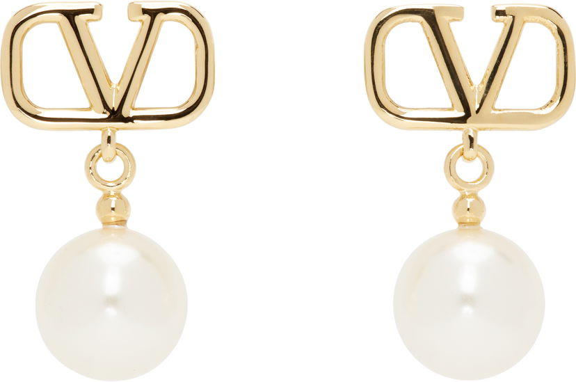 Örhängen Valentino Valentino Garavani VLogo Signature Pearl Drop Earrings Metallisk | 6W2J0E36UXM