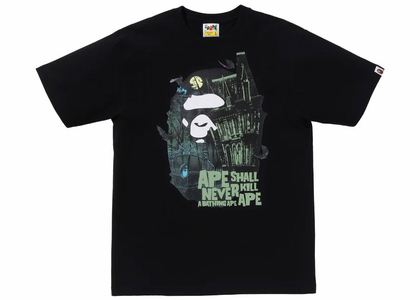 T-shirt BAPE BAPE Halloween Bape Mansion Ape Head Tee Black Svart | 1J70-110-010