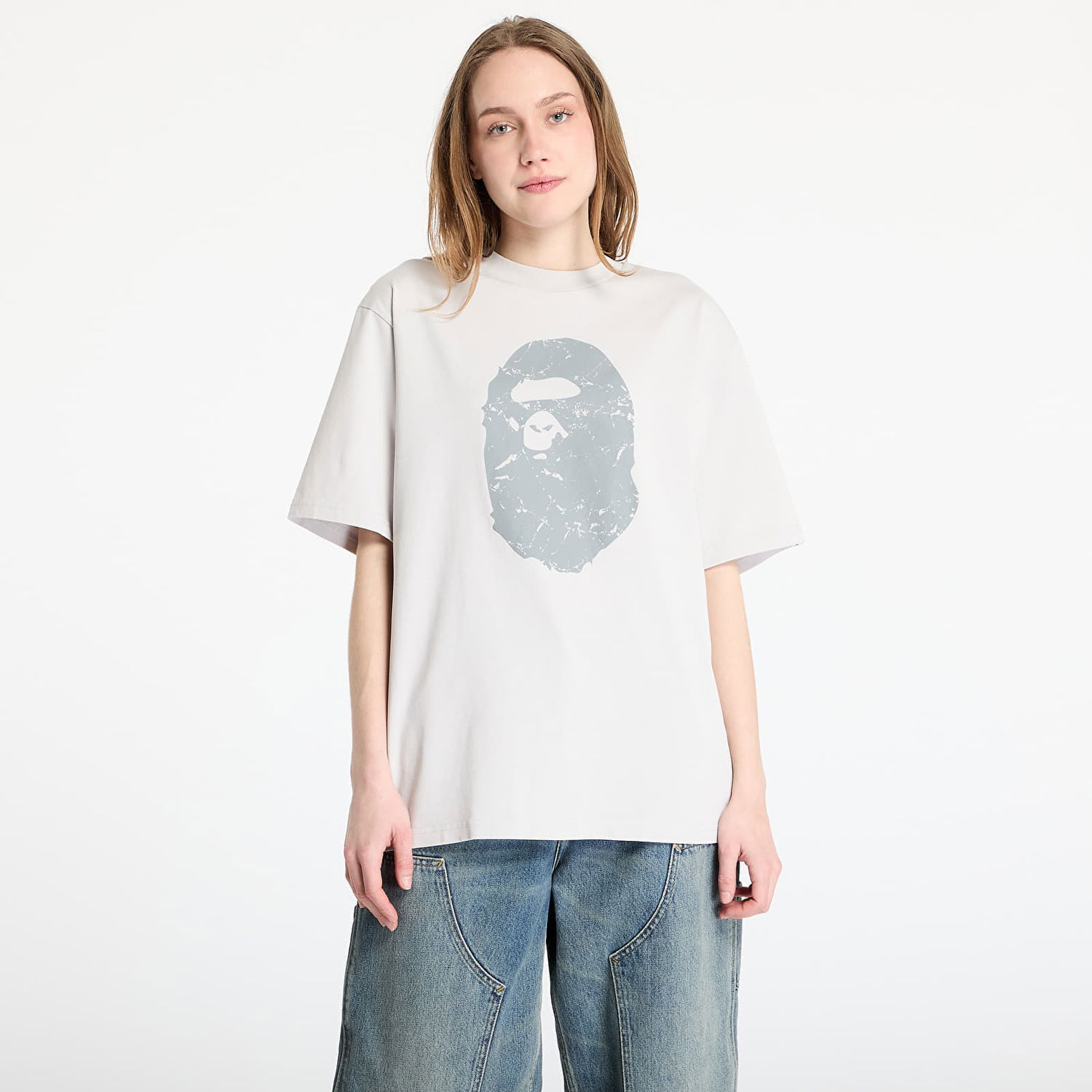 T-shirt BAPE A BATHING APE Heavy Washed Ape Head Relaxed Fit T-Shirt Grå | 001CSL301351MGRA, 0